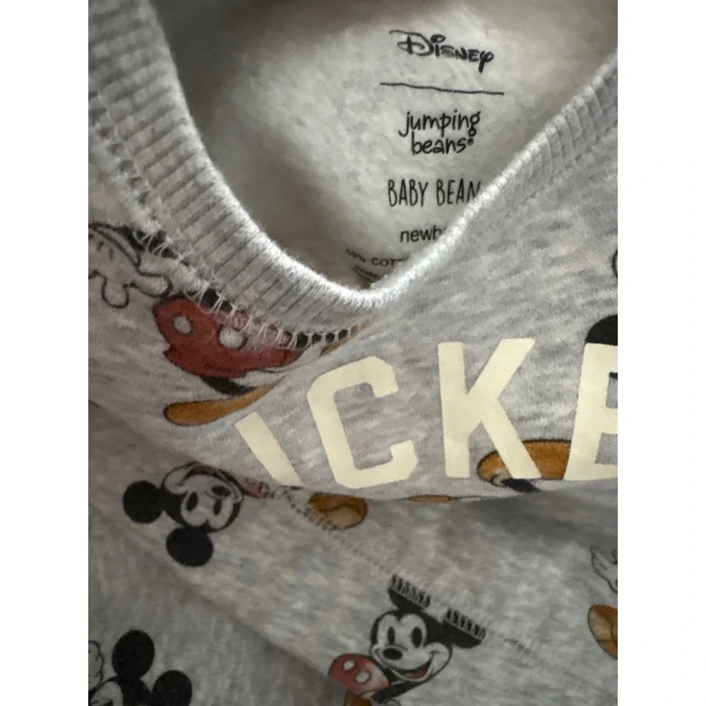 Disney Jumping Beans Mickey Mouse Gray Fleece Sweatshirt & Joggers Set Newborn